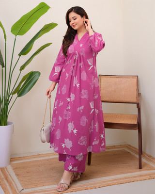 Starc Fashion Women Printed Ethnic Dress Kurta(Pink)