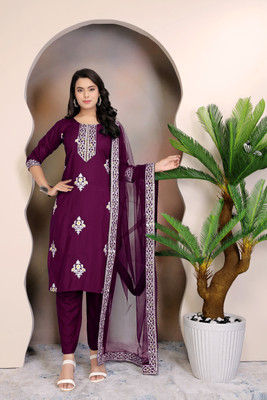 HOUSE OF COMMON Embroidered Kurta, Trouser/Pant & Dupatta Set