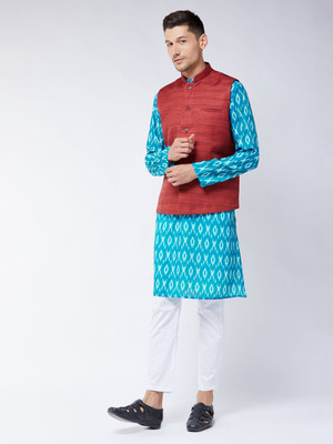 VASTRAMAY Men Kurta Pyjama Ethnic Jacket Set