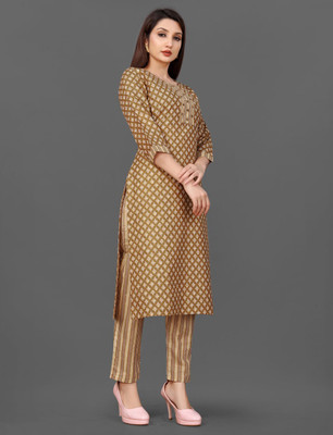 sopnectar enterprises Women Floral Print Straight Kurta(Brown)