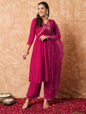 kiwastudio Embroidered Kurta, Trouser/Pant & Dupatta Set