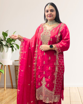SRIIVA Women Kurta Palazzo Dupatta Set