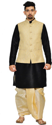 Royal Garments Men Kurta Dhoti Pant Ethnic Jacket Set