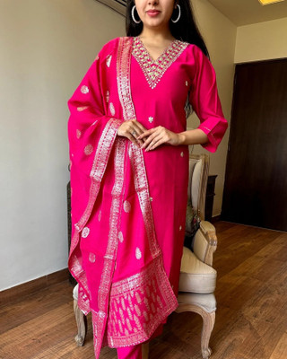 AKD FASHION Embroidered Kurta, Trouser/Pant & Dupatta Set