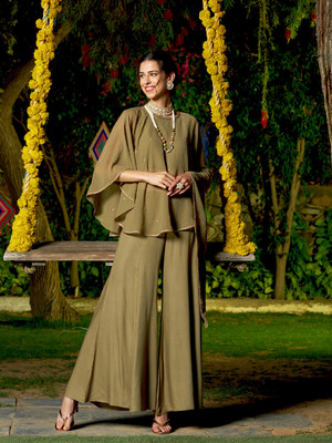 Shae by SASSAFRAS Women Ethnic Top Palazzo Ethnic Jacket Set