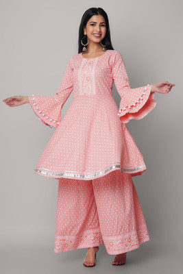 God Bless Women Ethnic Top Palazzo Set