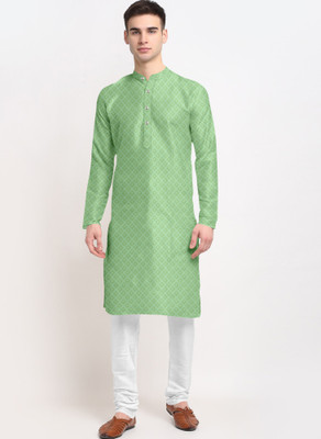 Vinaari Fab Men Embroidered Straight Kurta(Green)