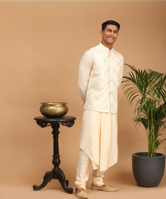 VASTRAMAY Men Kurta Pyjama Ethnic Jacket Set