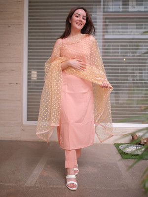 Janasya Women Kurta Pant Dupatta Set