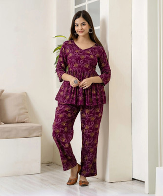 veshviti Women Ethnic Top Pant Set