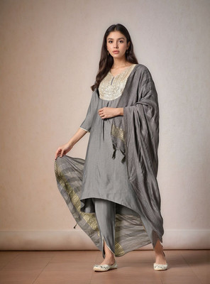 Sangria Women Kurta Dhoti Pant Dupatta Set