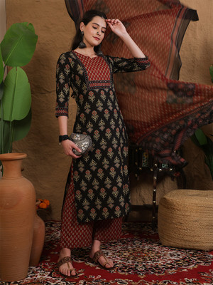 Gulmohar Jaipur Women Kurta Palazzo Dupatta Set