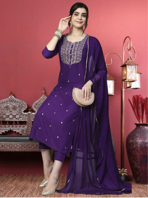 aurbhi Self Design Kurta, Palazzo & Dupatta Set