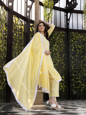 Ishin Women Kurta Palazzo Dupatta Set