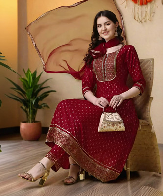 QUEENSFAB Women Kurta Pant Dupatta Set