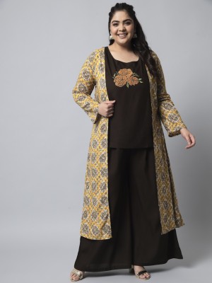 Nehamta Women Ethnic Top Palazzo Ethnic Jacket Set