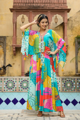 aaraas Women Crop Top Palazzo Ethnic Jacket Set