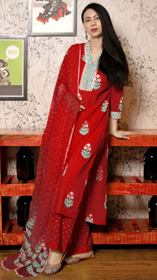 Tasrika Printed Kurta, Trouser/Pant & Dupatta Set