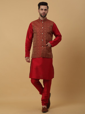 kraft india Men Kurta Pyjama Ethnic Jacket Set