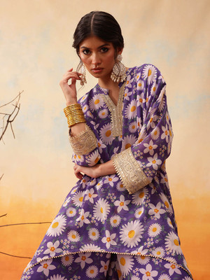 INDO STREET Women Ethnic Top Palazzo Set