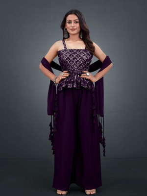 SANCIA Women Ethnic Top Palazzo Set