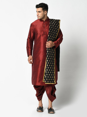 DEYANN Men Kurta Dhoti Pant Dupatta Set