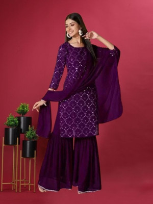 GreenERA Women Kurti Sharara Dupatta Set