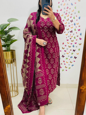 IRAKSU Women Kurti Pant Attached Dupatta Set