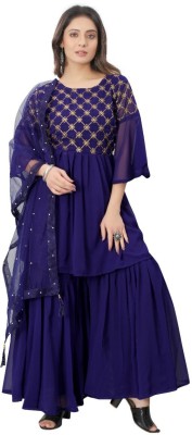 FADIFY FASHION Embroidered Kurta, Sharara & Dupatta Set