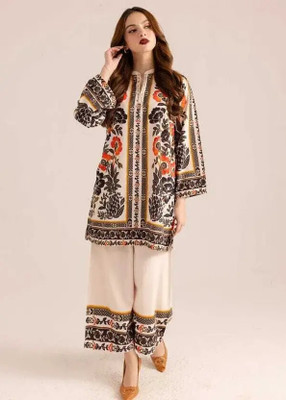on High Cloud Collectio Women Printed A-line Kurta(White)