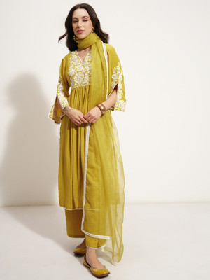 Vishudh Women Kurta Pant Attached Dupatta Set