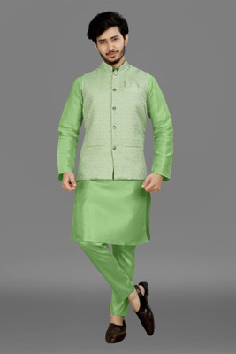 TRUST OUS Men Kurta Pyjama Ethnic Jacket Set