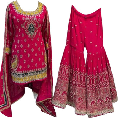 NIDHI'S FASHION Women Ethnic Top Palazzo Dupatta Set