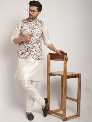 kaifoo Men Kurta Churidar Ethnic Jacket Set