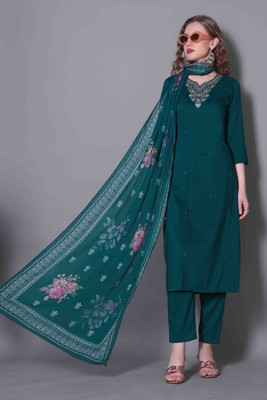 Radhe Krishna Creation Embroidered Kurta, Trouser/Pant & Dupatta Set