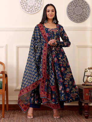 Tasrika Printed Anarkali Kurta, Bottom & Dupatta Set