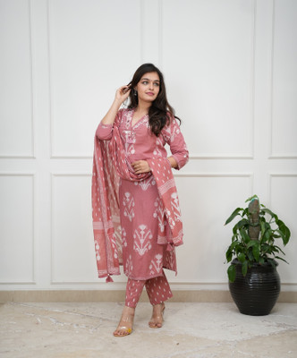 PILUDI HOUSE Floral Print Kurta, Salwar & Dupatta Set