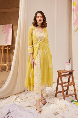 W Women Kurta Pant Ethnic Jacket Set