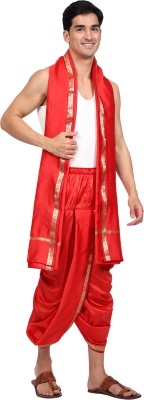 RAMESHWARAM FABRICS Dhoti for Men - Readymade - Silk Dhoti- Suitable with Kurta Embroidered Men Dhoti