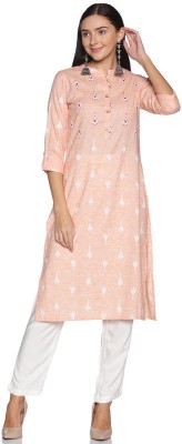 Vastralaya Women Abstract Ethnic Dress Kurta(Pink)
