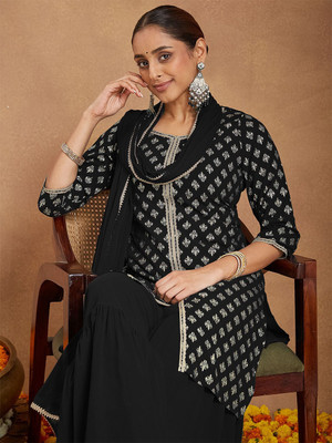 Janasya Women Kurti Sharara Dupatta Set