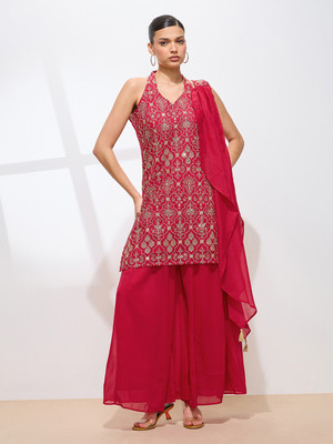 Saanjh Women Kurti Sharara Dupatta Set