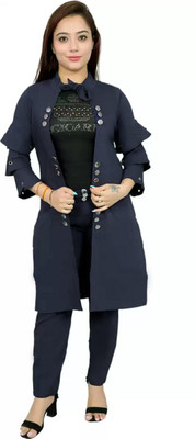 PERFECTPIVOT Women Crop Top Pant Ethnic Jacket Set