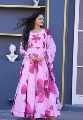 TWIRA STORE Women A-line Pink Maxi/Full Length Dress