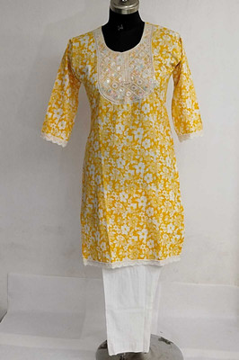 ZN TEXTILE Women Kurti Sari Pant Set