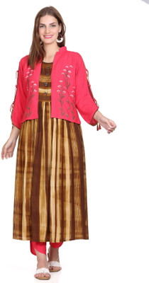 Elthia Women Kurta Palazzo Ethnic Jacket Set