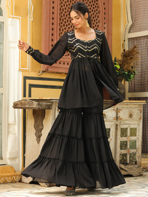 Janasya Women Kurta Sharara Set