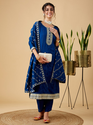 MOKOSH Embroidered Kurta, Trouser/Pant & Dupatta Set