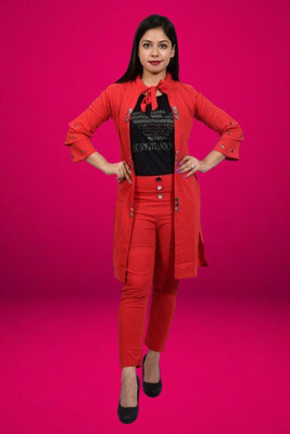 PERFECTPIVOT Women Ethnic Top Palazzo Ethnic Jacket Set