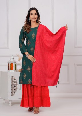 Vikanshi International Women Kurta Sharara Dupatta Set